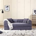 Demi Bonn 77" Convertible Sleeper Sofa Bed, Corduroy Foldable Mattress Couch with Cylindrical Pillow & Fixed Frame for Living Room, Bedroom, Gray