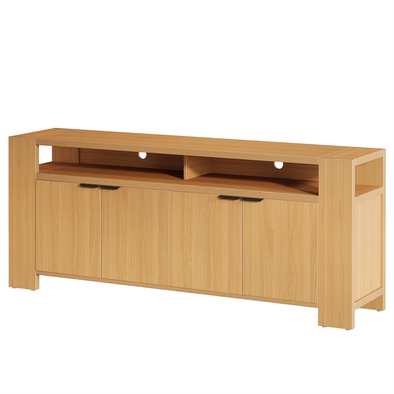 Demi Bonn 79" Modern Wood TV Stand, Spacious Storage Media Console for Living Room, Stylish Entertainment Unit with Cabinets, Brown