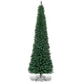 thumbnail image 1 of Demi Bonn 7ft Tall Slim Pencil Christmas Tree with 700 PVC Branches, Realistic Flocked Finish for Small Spaces, Compact Xmas Tree for Home Decor, Green, 1 of 11