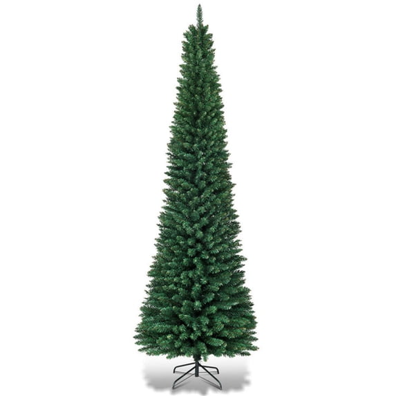 Demi Bonn 7ft Tall Slim Pencil Christmas Tree with 700 PVC Branches, Realistic Flocked Finish for Small Spaces, Compact Xmas Tree for Home Decor, Green