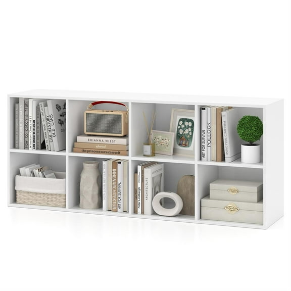 Demi Bonn 8-Cube Bookcase, 2 Anti-Tipping Kits, Sturdy Plastic Brackets, Storage Organizer, White
