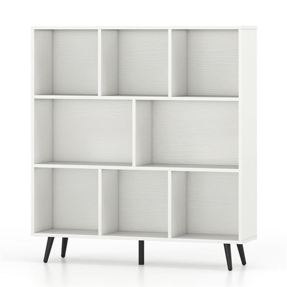 Demi Bonn 8-Cube Bookcase, 5 Tapered Metal Legs, Anti-Tipping Design, Easy-Clean Surface, White