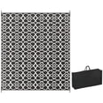 thumbnail image 1 of Demi Bonn 8' x 10' Reversible Clover Outdoor Rug Carpet RV Camping Rugs with Carry Bag for Camping, Deck, Beach, Backyard, Black, 1 of 11