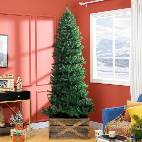 Demi Bonn 8ft Unlit Artificial Christmas Tree with Realistic Branch Tips for Indoors Holiday Decoration, High-Quality Branches for a Natural Look, Green