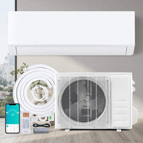 Demi Bonn 9000 BTU Mini Split AC and Heater with Wi-Fi, 20 SEER2 Inverter Technology, R32 Refrigerant, Smart Control via App Alexa Google, 400 sq ft Coverage, White