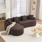 Demi Bonn 98" Cozy L-Shape Sectional Sofa with Curved Chaise, High-Density Foam, Chenille Modular Couch for Living Room, Supports 900 lbs, Brown