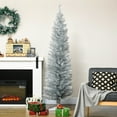 thumbnail image 1 of Demi Bonn Artificial Slim Christmas Tree with 390 Realistic Tips, 6ft Tall with Plastic Stand for Holiday Decor, Silver, 1 of 7