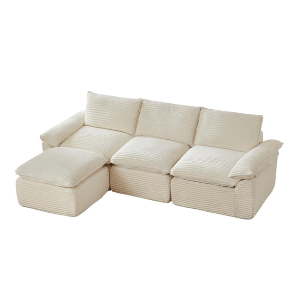 Demi Bonn Black Corduroy Cloud Sofa, Free Combination, High-Resilience Sponge, Living Room Furniture, Black