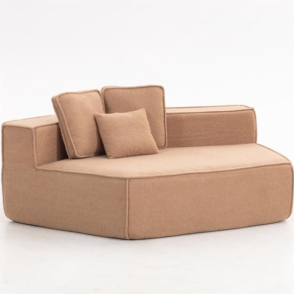 Demi Bonn Brown Teddy Fleece Single Sofa Chair, Compressed Modular, Wide Seat, All-Foam Support, Tool-Free Assembly, Family & Pets