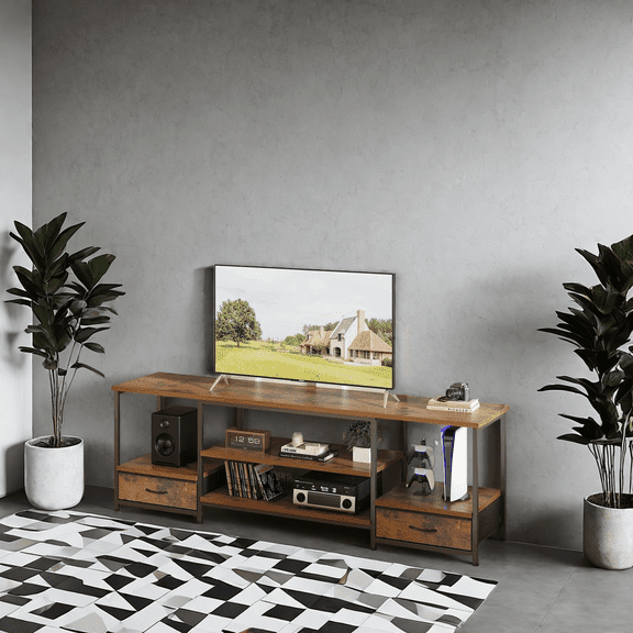 Demi Bonn Compact Entertainment Cabinet, Dual Fabric Drawers, Integrated Socket, Dorm & Studio Room, White