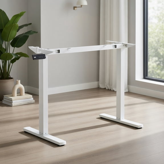 Demi Bonn Electric Height Adjustable Standing Desk Frame with LED Display, Heavy-Duty Desk Base for Home Office, Stable Structure & Easy Installation, White