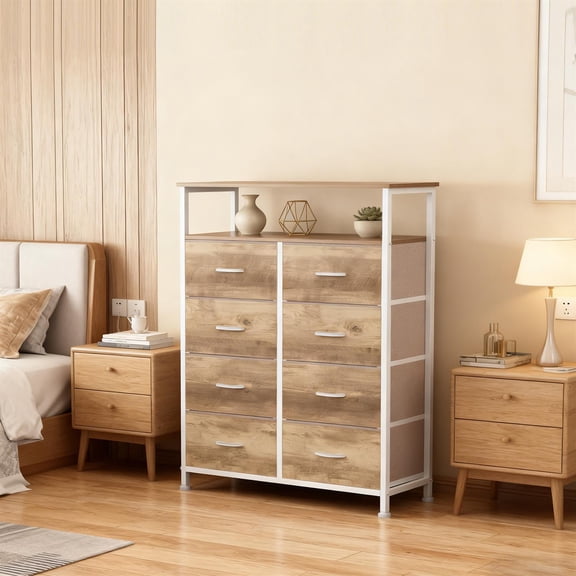 Demi Bonn Elevated Storage Cabinet, 8 Independent Compartments, Home Entryway & Living Room, Oak