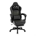 thumbnail image 1 of Demi Bonn Ergonomic Video Game Computer Chair, Reclining, Retractable Footrest, Headrest & Lumbar Pillow, PU Leather, Black, 1 of 7