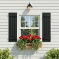 thumbnail image 1 of Demi Bonn Exterior Window Shutters - Two horizontal bars, Weather-Resistant Polypropylene, Easy DIY Install - Louver Shutters for Windows Outside, Vinyl, Brick, 14"W*35" H, Black, 1 of 8