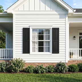 Demi Bonn Exterior Window Shutters - Vertical stripes, Weather-Resistant Polypropylene, Easy DIY Install - Louver Shutters for Windows Outside, Vinyl, Brick, 14"W*47" H, Black