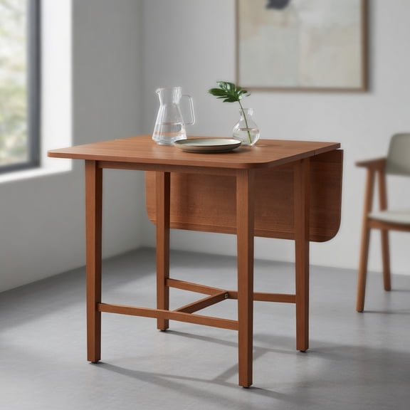 Demi Bonn Foldable Dining Table,2 Drop-Leaf Panels Rubber Wood Legs,X-Base,Walnut
