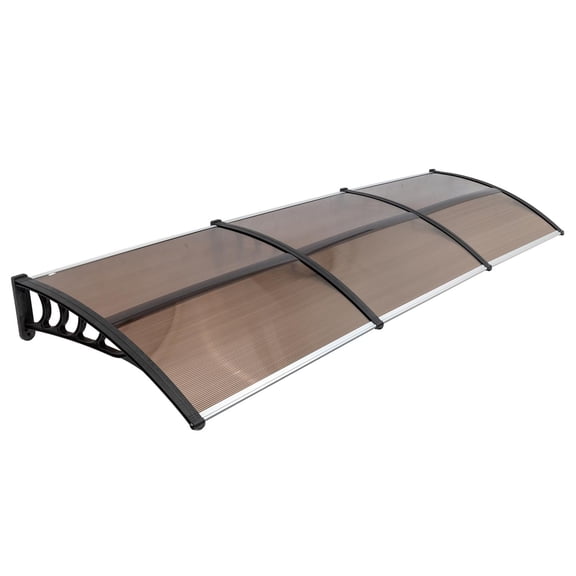 Demi Bonn Household Door & Window Rain Cover Eaves, Premium Polycarbonate Sun Rain Canopy with Anti-Rust Holder, Waterproof Cover for Home Entrance & Window, Brown & Black