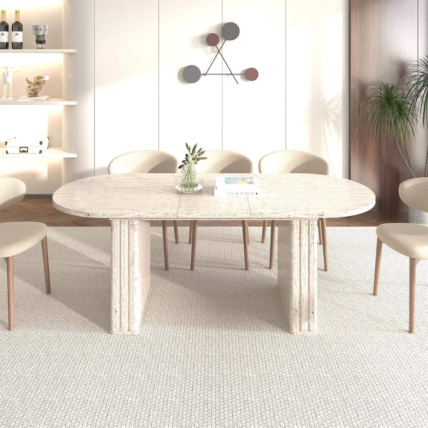 Demi Bonn Kitchen Extendable Dining Table, Oval, Wooden Strip Base ...