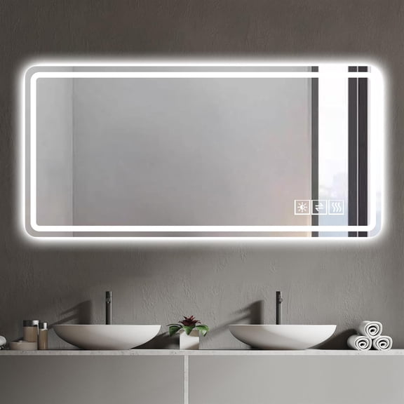 Demi Bonn LED Bathroom Mirror, 28*60 Inch, Shatter-Proof Tempered Glass, Anti-Fog, Dimmable, Silver