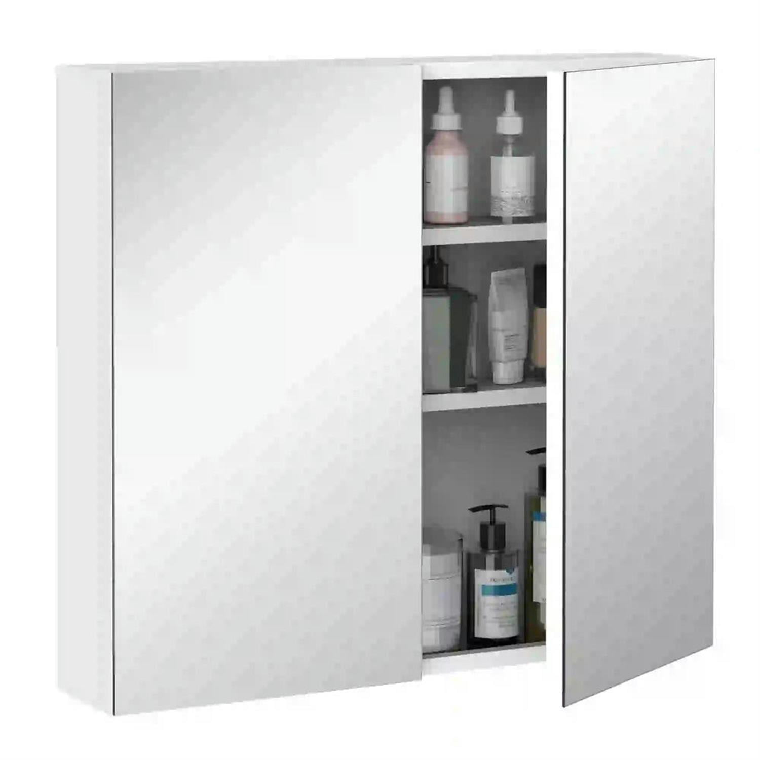 Demi Bonn Medicine Cabinet 24"x22" Steel Frame, Double Door Wall Mount, Bathroom Storage for Spacious Organizer, White