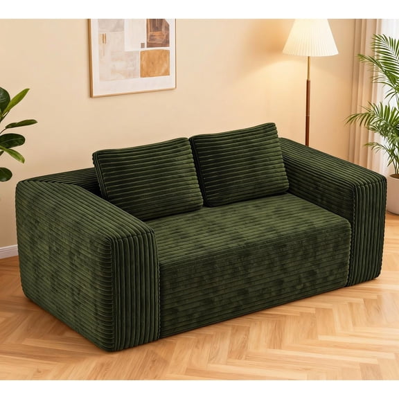 Demi Bonn Memory Foam 2 - Seater Corduroy Couch in a Box - No Installation, Easy Transport