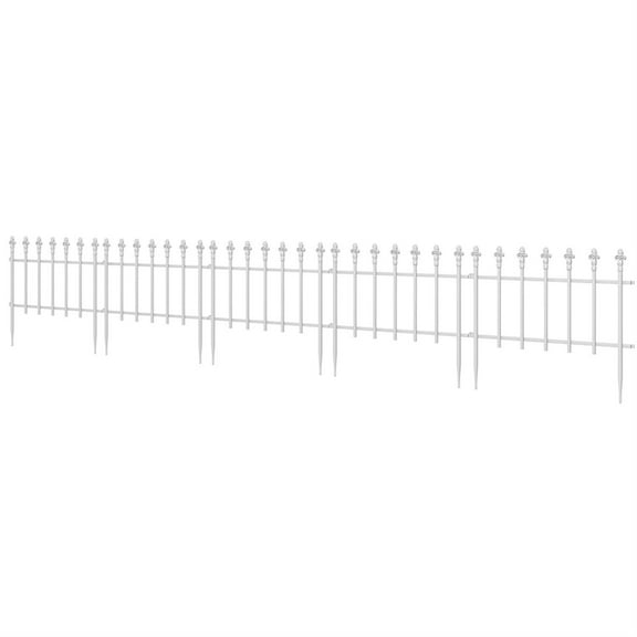 Demi Bonn Metal Decorative Garden Fence 17.2 in H x 9.2 ft L, 5 Panels Border Dog Fence Panels Animal Barrier, for Yard Patio Flower Bed Lawn Outdoor, White