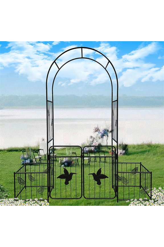 Metal Garden Arch Garden Arbor Trellis Climbing Plants Support Arch Outdoor Arch Wedding Arch Party Events Archway, Black
