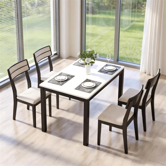 Demi Bonn Modern Dining Chair Set of 4, Tilt Backrest, Upholstered, No Table Included, Black