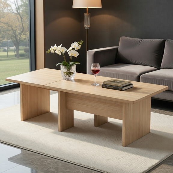 Demi Bonn Modular Coffee Table Set of 2 - L-Shaped, Reconfigurable, Small Space, Oak