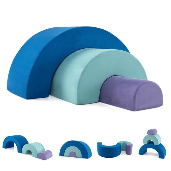 Demi Bonn Multicolor Rainbow Arc Foam Climber, Multi-Shaped Blocks, Machine Washable Covers