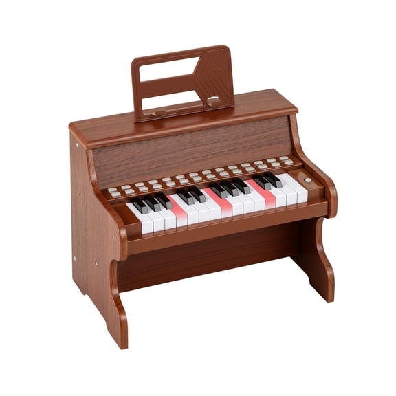 Demi Bonn Music Learning 25-Key Piano Keyboard, Record Function, Teaching Mode, Adjustable Speed, Brown