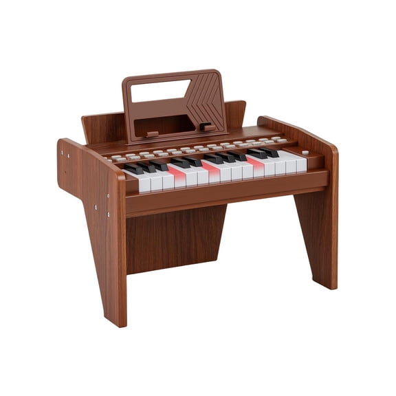 Demi Bonn Music Learning 25-Key Piano Keyboard, Record/Playback, Adjustable Speed & Volume, Brown