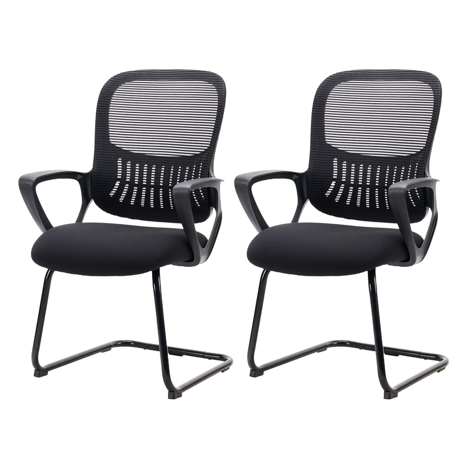 Demi Bonn Office Desk Chair No Wheels, Ergonomic Mesh Computer Chair, High - density Sponge, Long - lasting Durability, 2 Pack Black