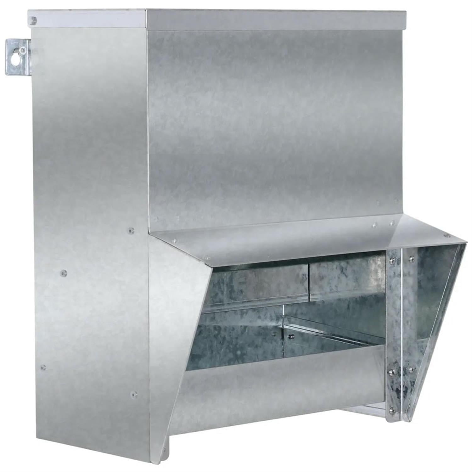 Kadyn Outdoor Automatic Metal Chicken Feeder, Poultry Feeder with Protective Lid for Chickens, Bantams, Pheasants, Holds 13 L of Feed, Silver