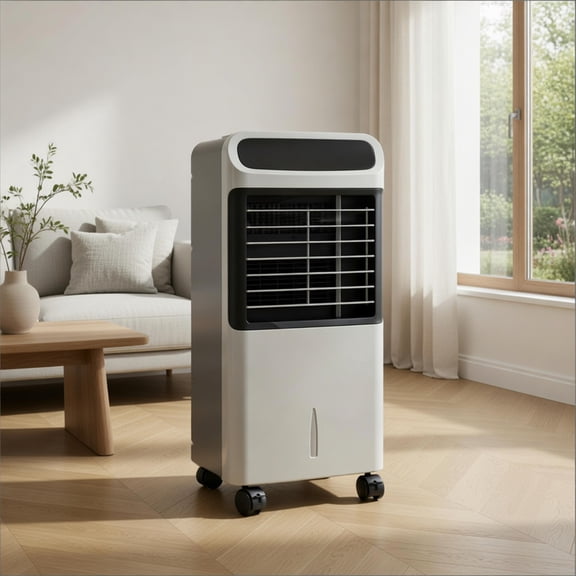 Demi Bonn Portable 3-in-1 Evaporative Air Cooler with Ice Cooling, 60 Oscillation and 12H Timer, Swamp Cooler for Offices and Bedrooms 3.2 Gal Tank 80W, Gray