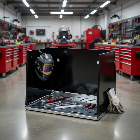 Demi Bonn Portable Folding Welding Workbench with 20"x17" Perforated Galvanized Steel Grid Top, Compact MIG TIG Welding Accessory Table for Workshop, Black