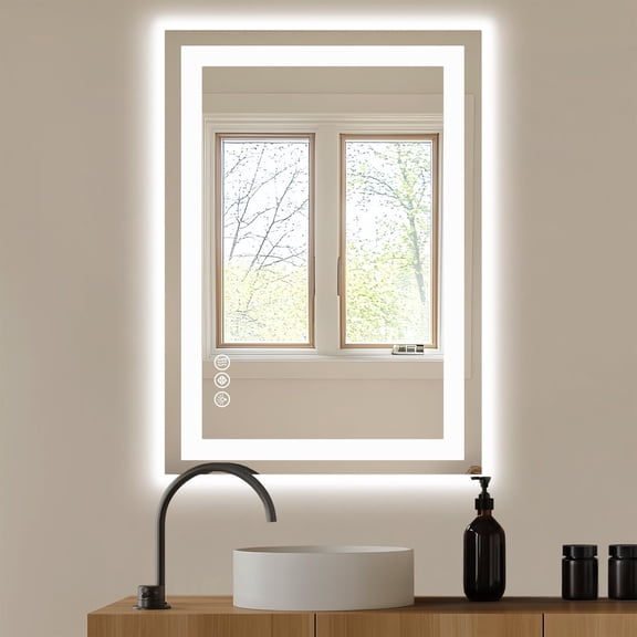 Demi Bonn Smart LED Wall Mirror, Custom Lighting Modes, Household Bathroom & Toilet, Silver