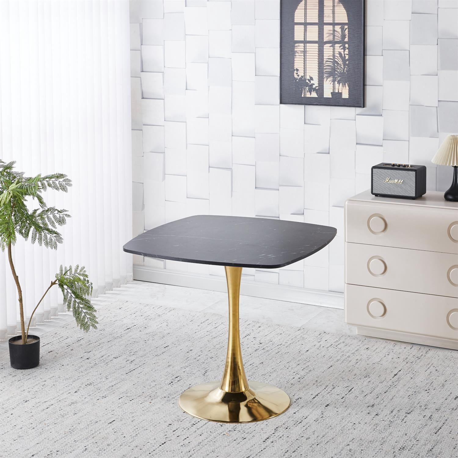 Demi Bonn Square Dining Table, 31.5 Inch, Mid - Century Modern, Black ...