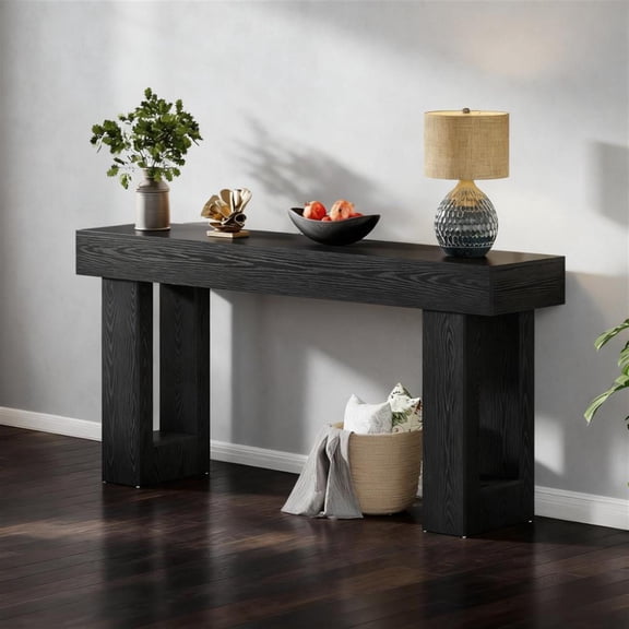 Demi Bonn Wooden Console Table - Sofa Side Table, Rectangular, Behind Couch in Living Room
