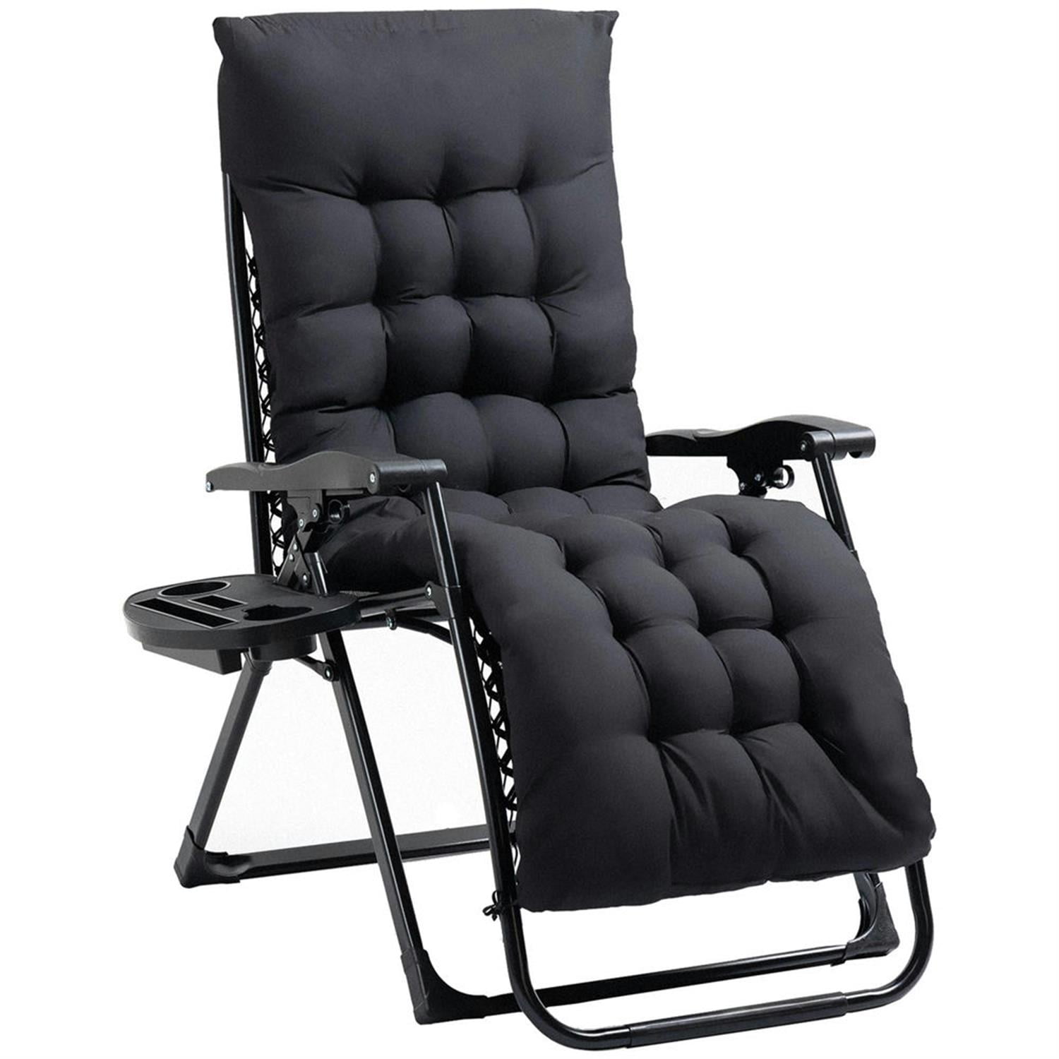 Demi Bonn Zero Gravity Recliner with Cup Holder, Durable Cushion Support, Comfortable Folding Chair for Relaxation, Perfect for Yard, Patio, Black