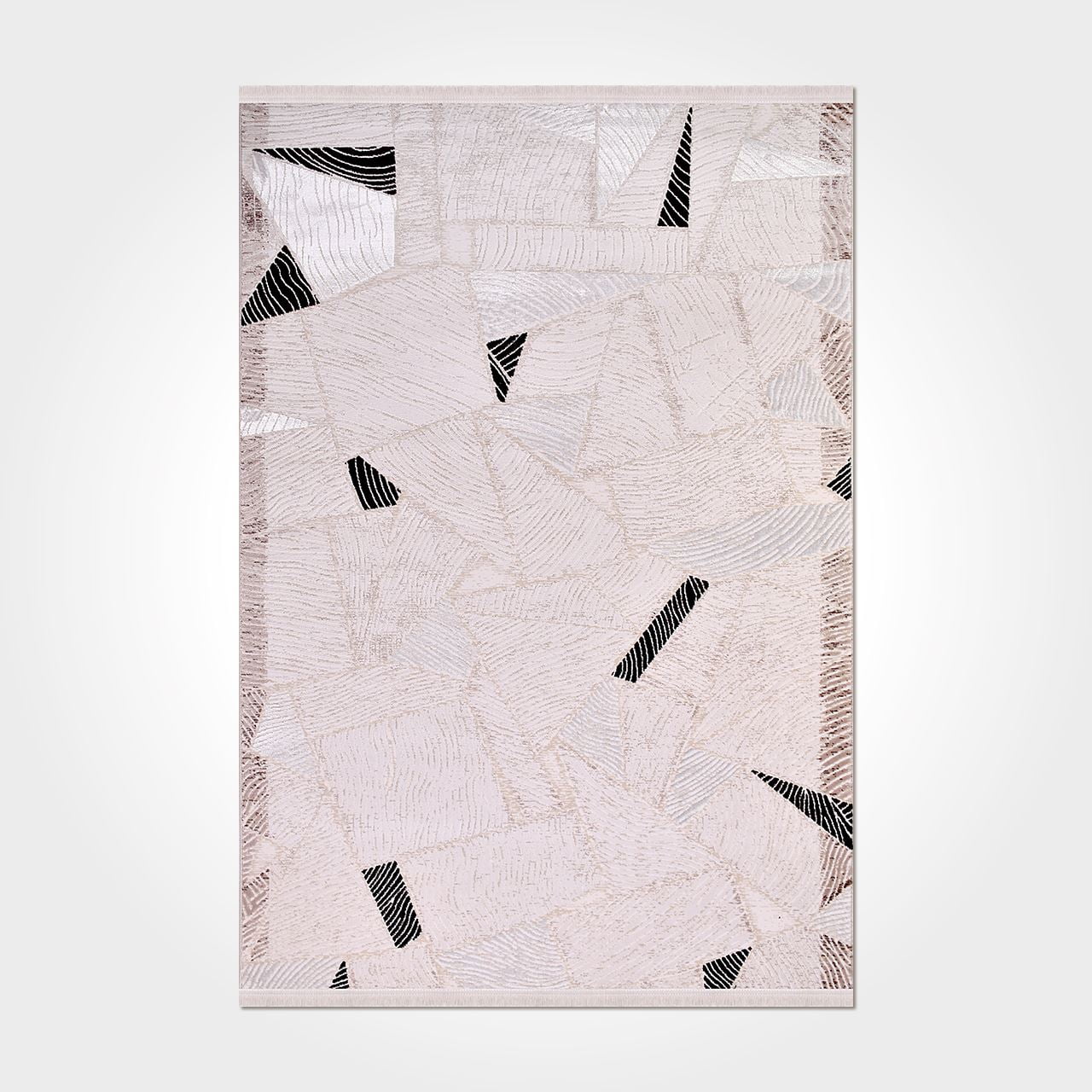 Demi Cream Geometric Acrylic Area Rugs for Living Room Jacquard ...