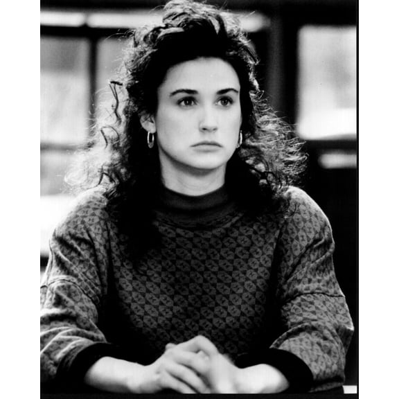 Demi Moore Sitting At Table With Hands Together In Mortal Thoughts Black And White Photo Print (16 x 20) - Item # MVM56125
