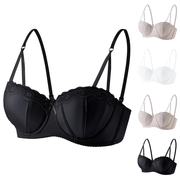 Demi Underwire Bras for Women Lace Trim Push Up Adjustable Straps Everyday T Shirt Comfort Bras