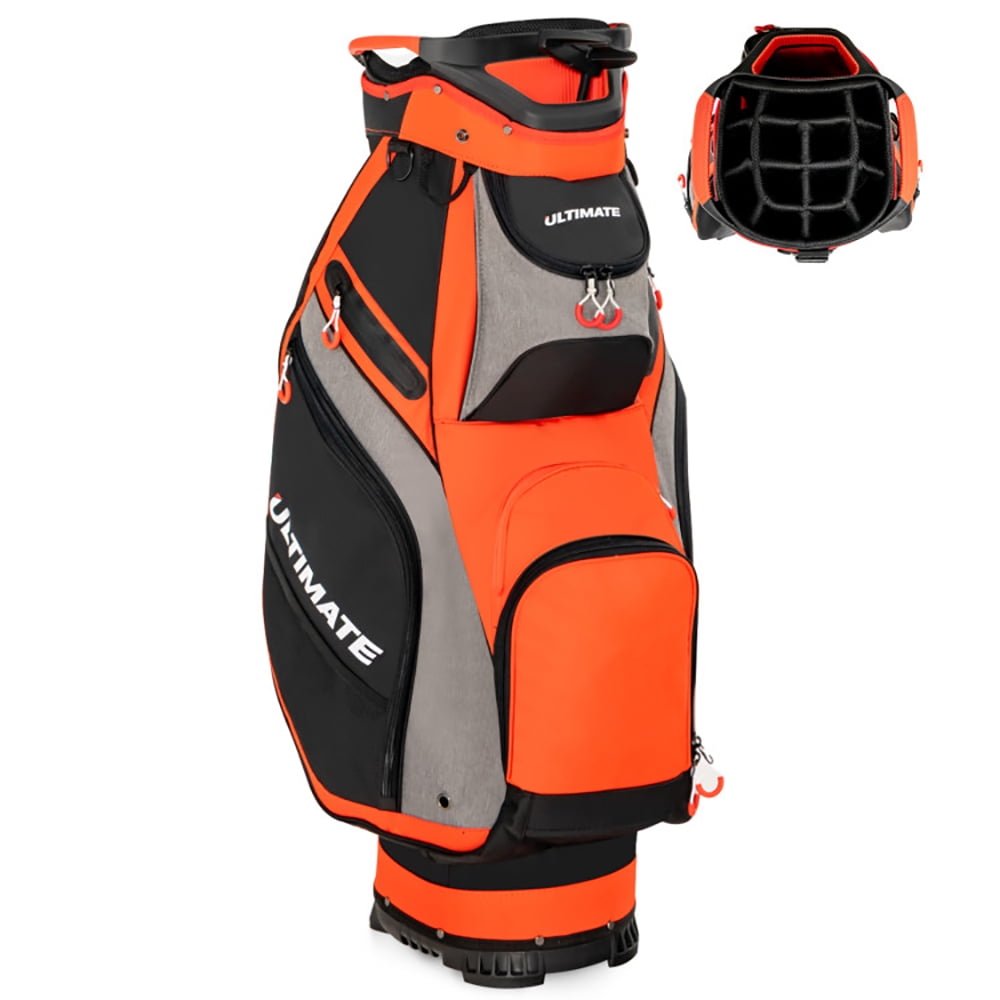 Demifill 10.5 Inch Golf Stand Bag, Golf Stand Bag with 14 Way Dividers and 7 Zippered Pockets, Orange
