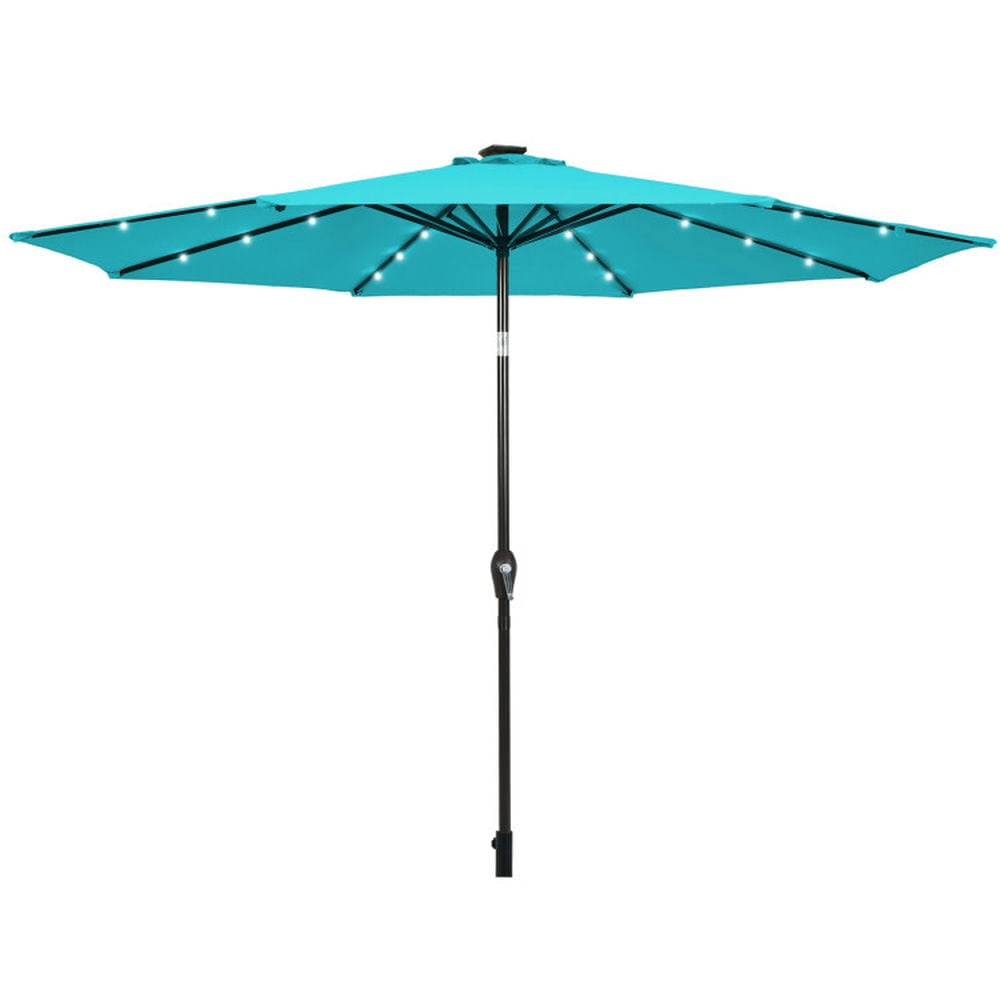 Demifill 10 Feet Outdoor Patio Umbrella with 3 Bright Solar LED Lights, Patio Umbrella for Outdoor, Turquoise