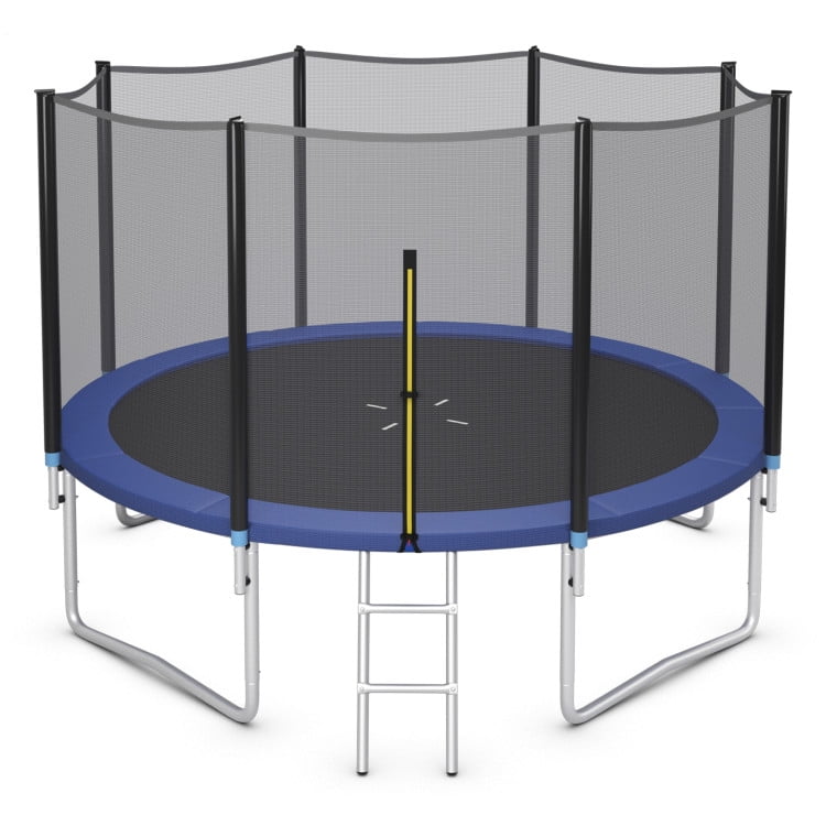 Demifill 12 Feet Outdoor Trampoline Bounce Combo, Trampoline with Safety Closure Net Ladder, Blue