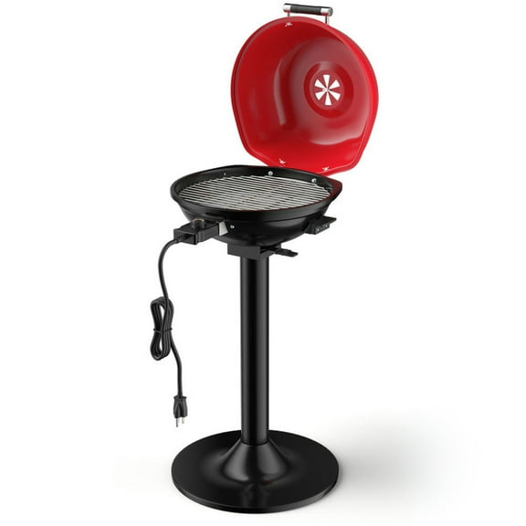 Demifill 1600W Portable Electric BBQ Grill with Removable Non-Stick Rack-Black & Red, Camp Stove for Outdoor Cooking