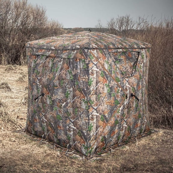 Demifill 2-3 Person Hunting Blind Portable Pop Up Ground Tent with Carry Bag and Storage Pocket, Hunting Tent for Garden, Yard, Brown