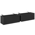 thumbnail image 1 of Demifill 2 Packs 20 Inch Railing Flower Pots, Self-Watering Hanging Planter Box, Planter Box for Garden, Yard, Rattan Look, Black, 1 of 1