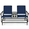 thumbnail image 1 of Demifill 2-Person Double Rocking Loveseat with Mesh Fabric and Center Tempered Glass Table, Outdoor Seating & Patio Chair, Navy, 1 of 1